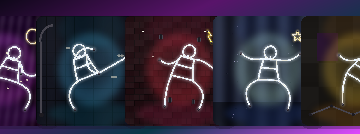 Five Noxelle neon-tube dancers lined up