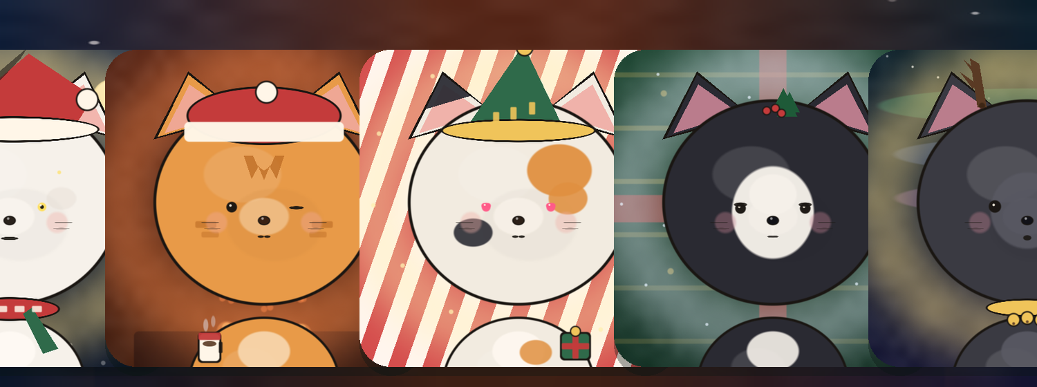 Five Santa Paws lined up on snowy night and hearth yards